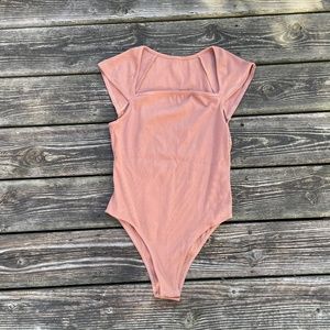 Bodysuit: Ribbed Square Neck